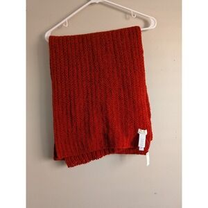 1937 Accessories Womens Red Knit Scarf One Size Nylon Wool Blend